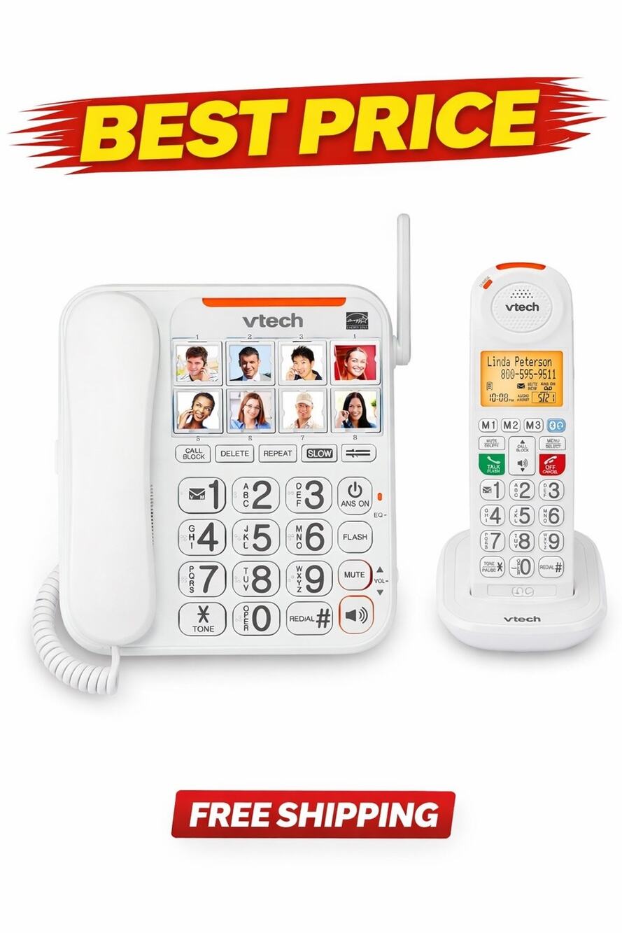 VTech SN5147 Amplified Corded/Cordless Senior Phone with Answering Machine